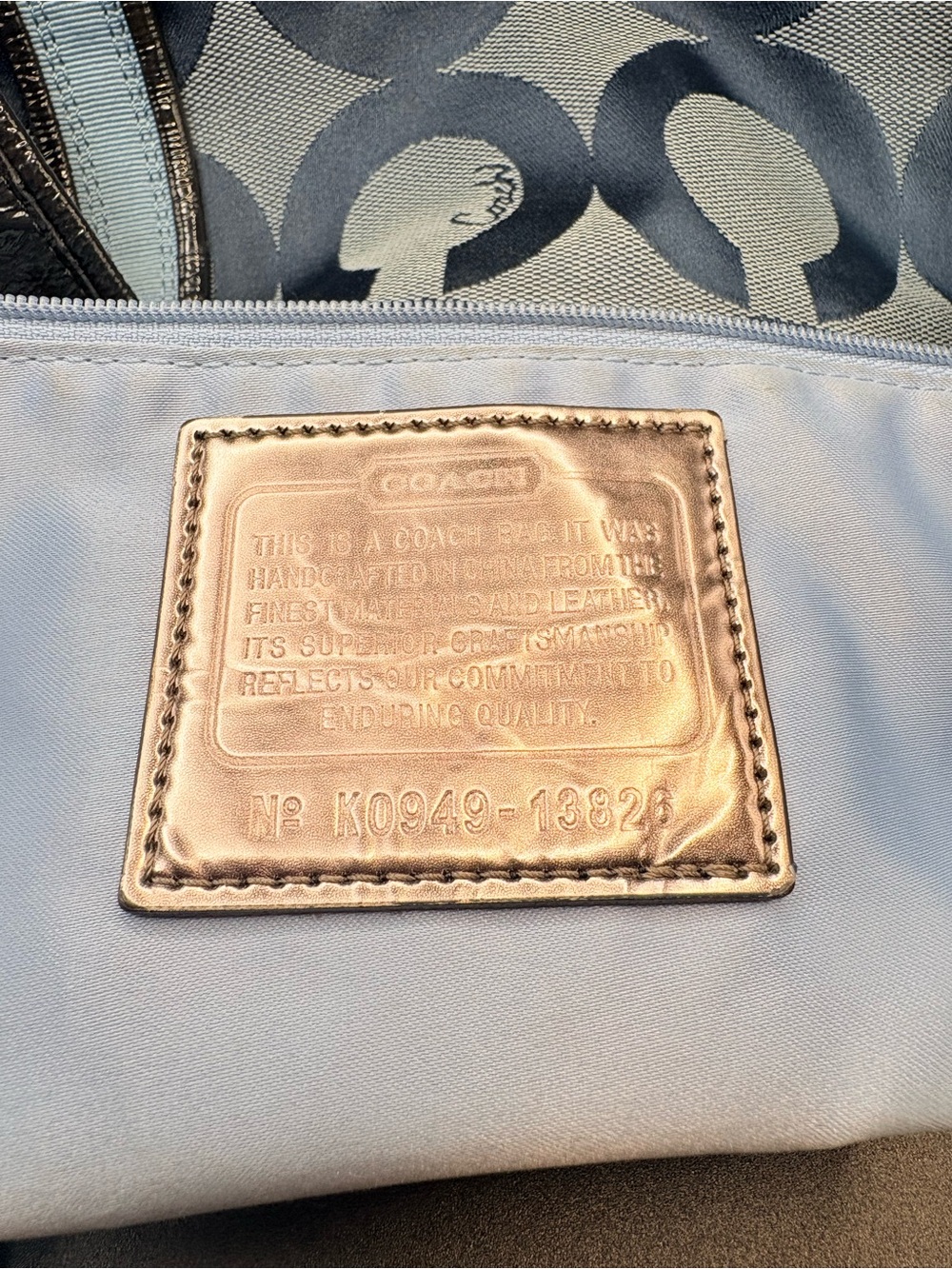 Coach Poppy Glam Tote Blue Op Art Signature Shoulder Bag Y2K - Picture 12 of 14